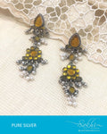ASDQ-0082 - Antique & Yellow Pure Silver Earrings