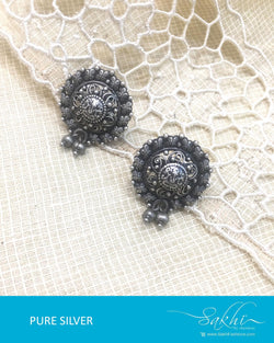 ASDQ-0093 - Antique Pure Silver Earrings