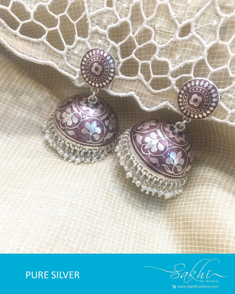 ASDQ-0101 - Pink & White Pure Silver Earrings