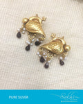 ASDQ-0102 - Gold & Black Pure Silver Earrings