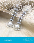 ASDQ-0103 - White & Silver Pure Silver Earrings