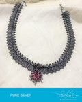 ASDQ-0110 - Red & Antique Pure Silver Mala
