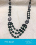 ASDQ-0116 - Green & Antique Pure Silver Mala