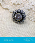 ASDQ-0135 - Antique & White Pure Silver Finger Ring