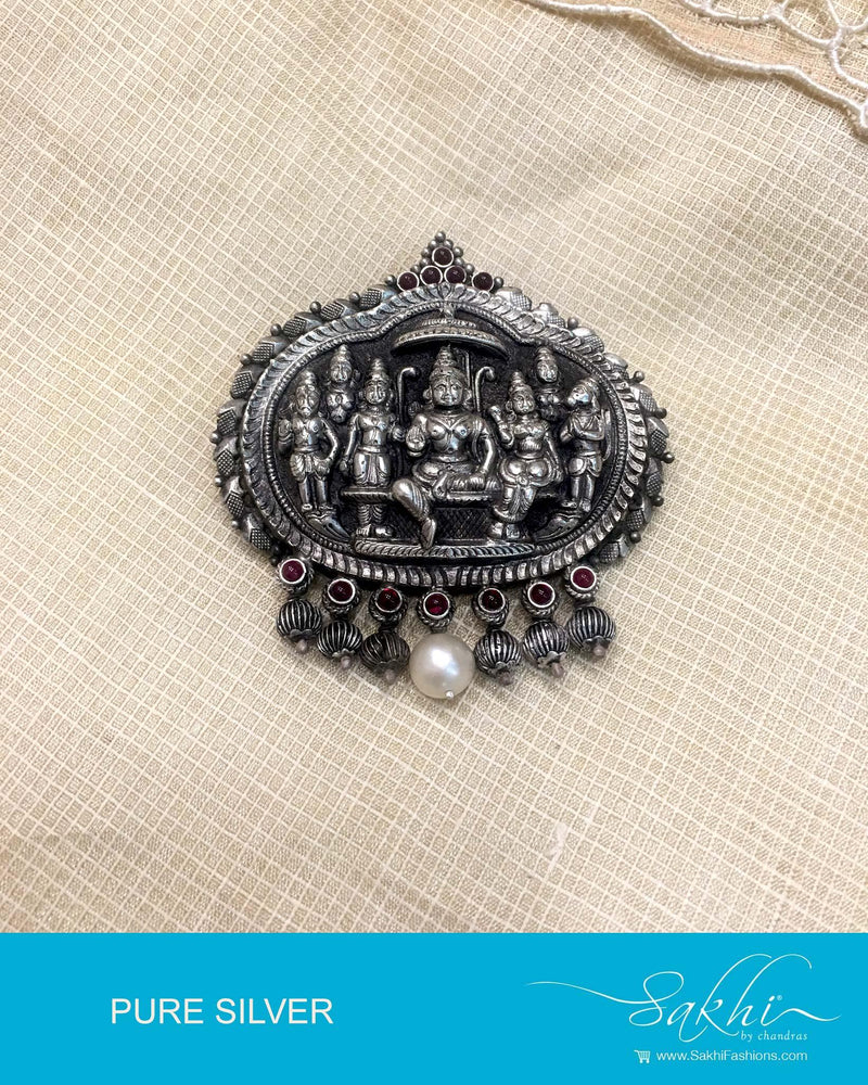 ASDQ-0373 - Antique & White Pure Silver Pendant