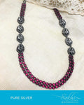 ASDQ-0375 - Pink & Antique Pure Silver Mala