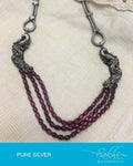 ASDQ-0376 - Pink & Antique Pure Silver Mala