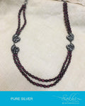 ASDQ-0378 - Red & Antique Pure Silver Mala