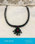 ASDQ-0384 - Pink & Green Pure Silver Mala