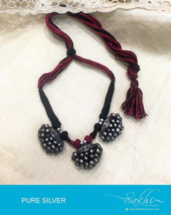 ASDQ-0532 - Antique & Red Pure Silver Mala