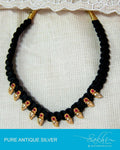 ASDQ-11079 - Gold & Black Silver Thread Mala