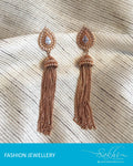 ASDQ-1409 - White & Gold Mix Metal Earrings