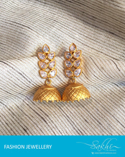 ASDQ-1410 - White & Gold Mix Metal Jhumka