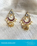 ASDQ-1412 - White & Pink Mix Metal Jhumka