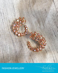 ASDQ-1413 - White & Pink Mix Metal Earrings