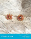 ASDQ-1414 - White & Pink Mix Metal Earrings