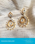 ASDQ-1418 - White & Gold Mix Metal Jhumka