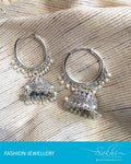 ASDQ-1421 - White & Silver Pure silver Earrings
