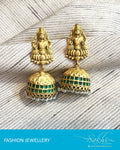 ASDQ-1423 - Green & Gold Mix Metal Jhumka