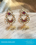ASDQ-1428 - White & Pink Mix Metal Jhumka