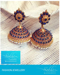 ASDQ-1430 - Blue & Gold Mix Metal Jhumka