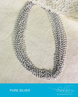 ASDQ-16126 - Pearl & Silver Pure Silver Mala