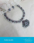 ASDQ-16129 - Silver & Pink Pure Anitque Silver Necklace