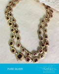 ASDQ-16131 - Gold & Pink Pure Silver Mala