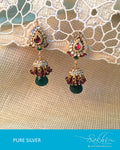ASDQ-17318 - Multi & Green Pure Silver Jhumka