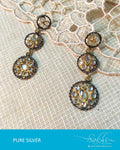 ASDQ-17320 - Silver & Black Pure Silver Earrings