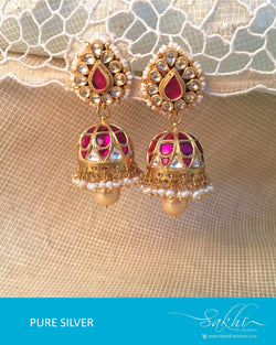 ASDQ-17321 - Multi & Pink Pure Silver Jhumka