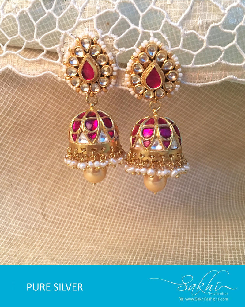 ASDQ-17321 - Multi & Pink Pure Silver Jhumka