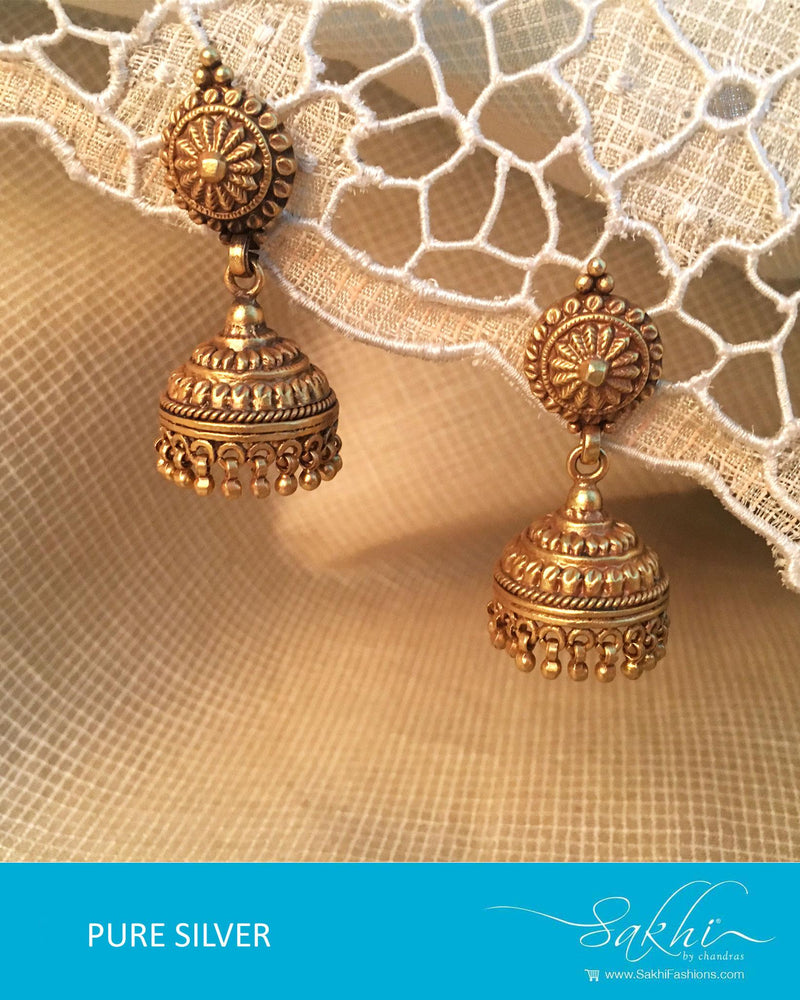 ASDQ-17323 - Gold &  Pure Silver Jhumka