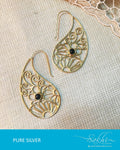 ASDQ-17325 - Gold & White Pure Silver Earrings