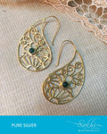 ASDQ-17326 - Gold & Green Pure Silver Earrings