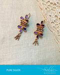 ASDQ-17337 - Gold & Blue Pure Silver Earrings