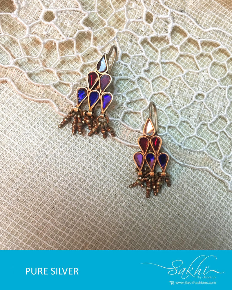 ASDQ-17340 - Multi & Blue Pure Silver Earrings