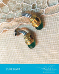 ASDQ-17341 - Green & Gold Pure Silver Earrings