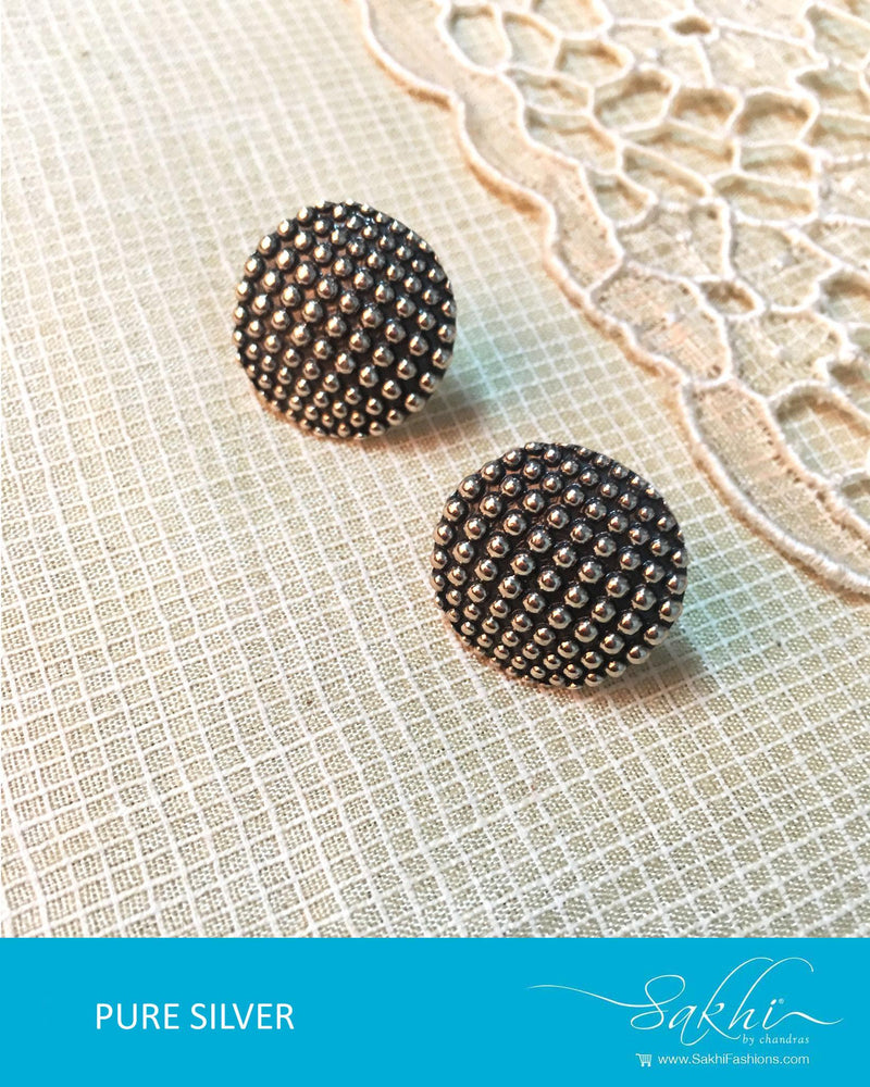 ASDQ-17345 - Silver & Black Pure Silver Earrings
