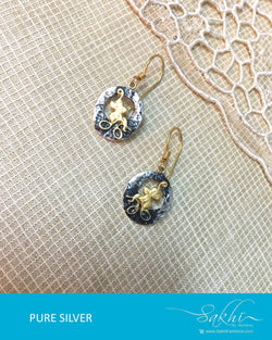 ASDQ-17350 - Silver & Gold Pure Silver Earrings