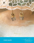 ASDQ-17351 - Gold & Silver Pure Silver Earrings