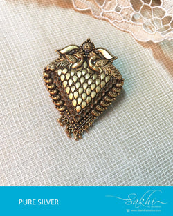 ASDQ-17357 - Gold & Silver Pure Silver Pendant