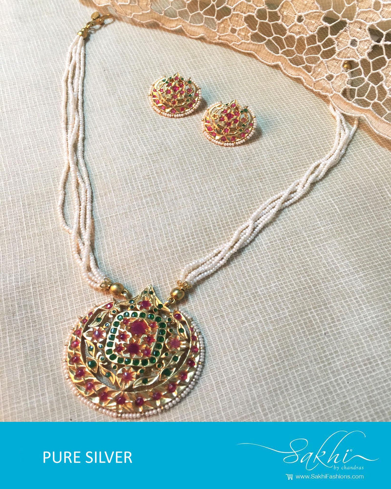 ASDQ-17366 - Multi & Pink Pure Silver Necklace