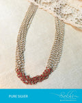 ASDQ-17369 - Pearl & Red Pure Silver Necklace