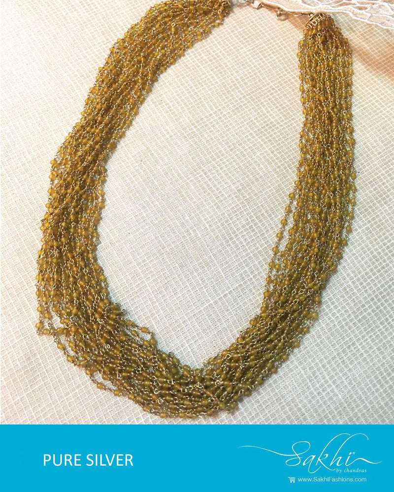 ASDQ-17371 - Mustard & Gold Pure Silver Necklace