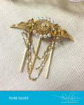 ASDQ-17372 - Gold & White Pure Silver Hair Pin