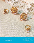 ASDQ-17373 - Gold & White Pure Silver Toe Ring