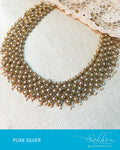 ASDQ-17376 - Gold & White Pure Silver Necklace