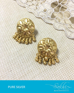 ASDQ-17378 - Gold &  Pure Silver Earrings