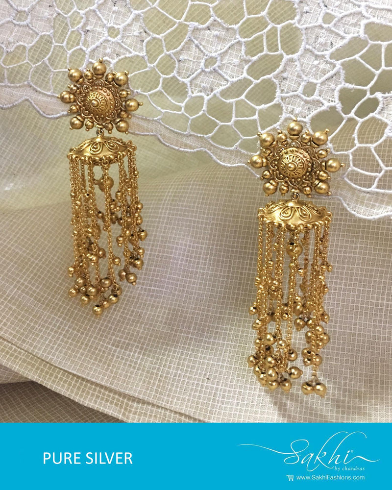 ASDQ-17380 - Gold &  Pure Silver Jhumka